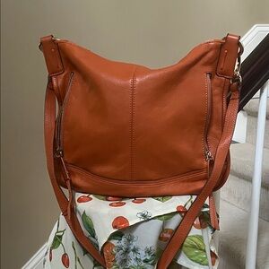B.Makovsky Orange Leather Shoulder Bag